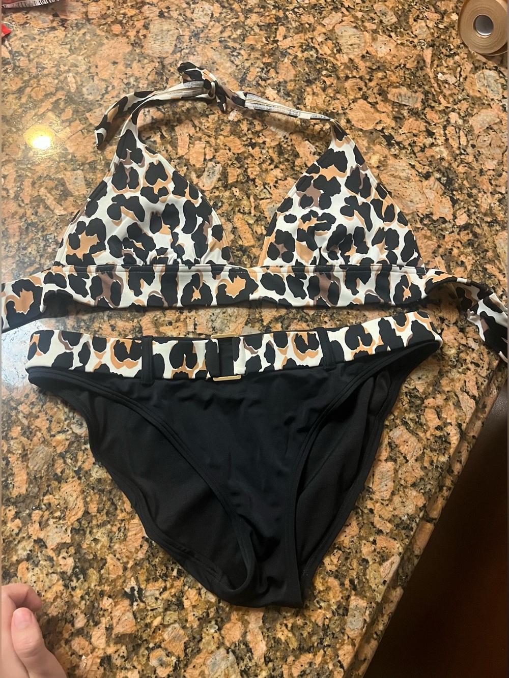 Victoria’s Secret leopard-print halter top bikini set large